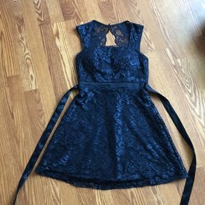 Teeze Me | Navy Blue Lace Mini Dress | Size 1